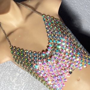 UNBRANDED - body jewelry: iridescent sequin overlay w adj. back & neck clasps
